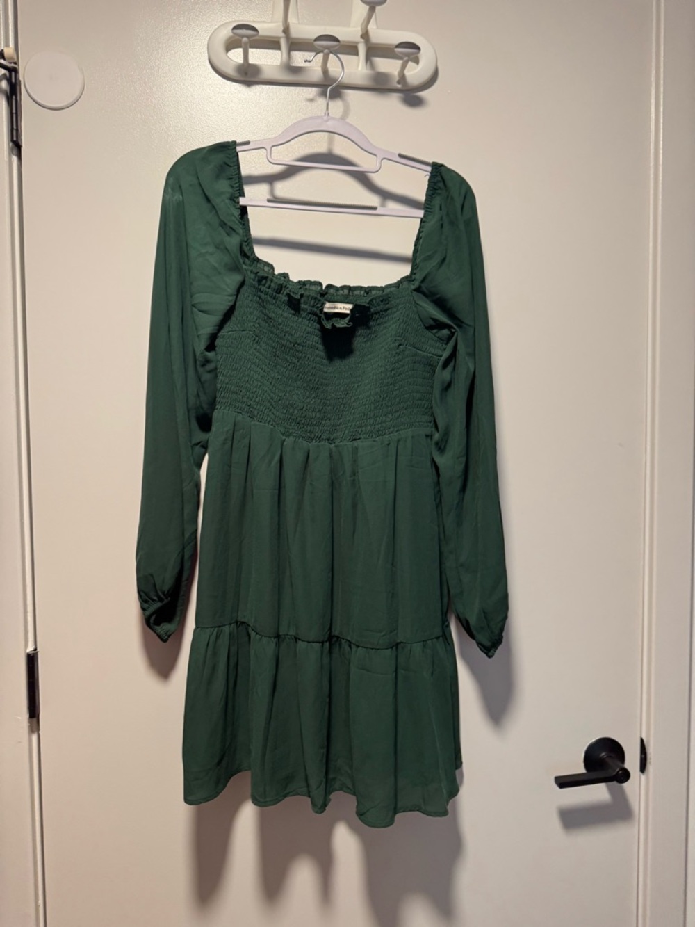 Abercrombie & Fitch Forest Green Long-Sleeve Smocked Mini Dress NWOT